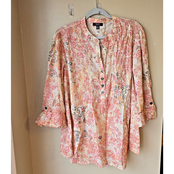 Cocomo Tops - Cocomo Womens Top Size 2X Pink Floral Paisley Blouse Flowy Boho Career